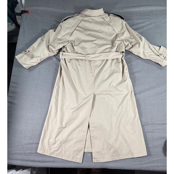 VTG Misty Harbor Original Trench Coat Women 10 Beige Plaid Lined Double Breasted - Picture 9 of 11